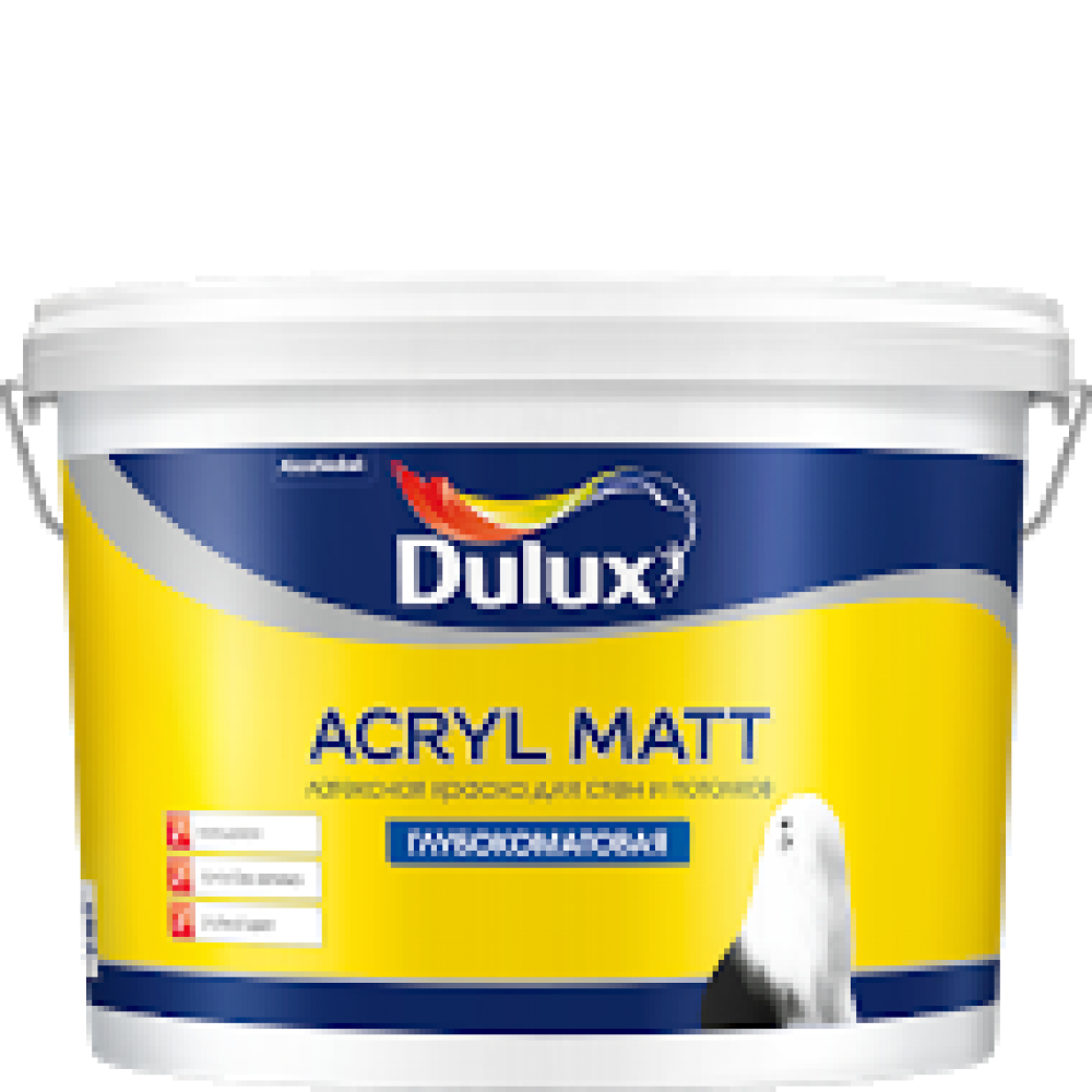 Dulux Acryl Matt / Дулюкс Акрил Мат Глубокоматовая латексная краска для стен и потолков   